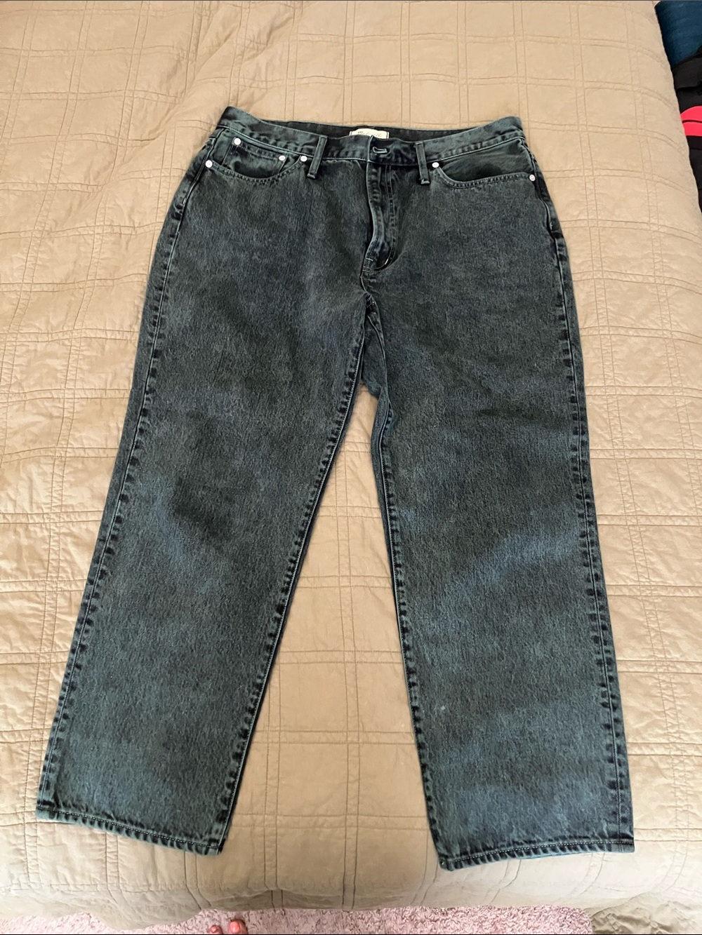 Madewell Straight Leg Jeans in dark green Wash